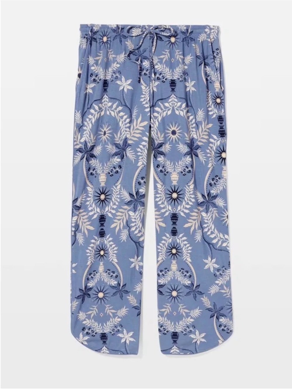 NWT Soma Cool Nights Piped Cropped Blue Floral Printed Pajama Pants Size L